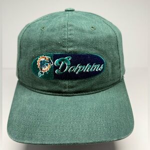 Miami Dolphins Embroidered Logo Twins Enterprise Green  Adjustable Hat Cap